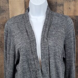 Eileen Fisher‎ Organic Linen Cardigan Duster Medium Gray Lightweight Open Front